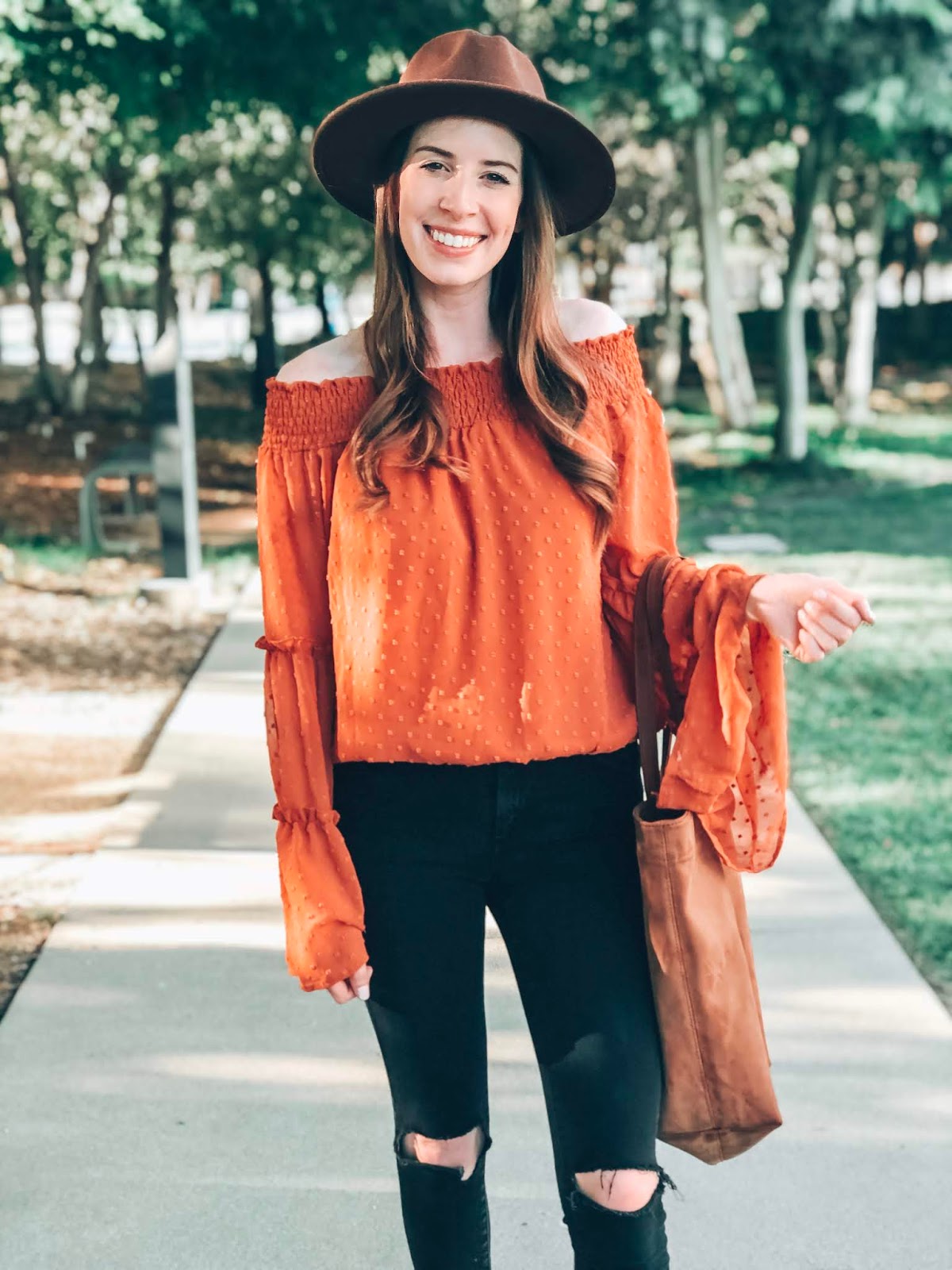 orange black outfit