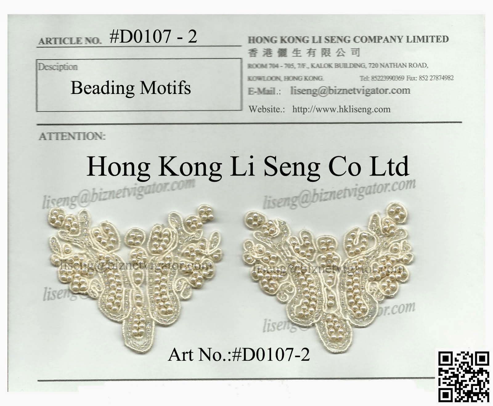 Beading Motif Manufacturer - Hong Kong Li Seng Co ltd