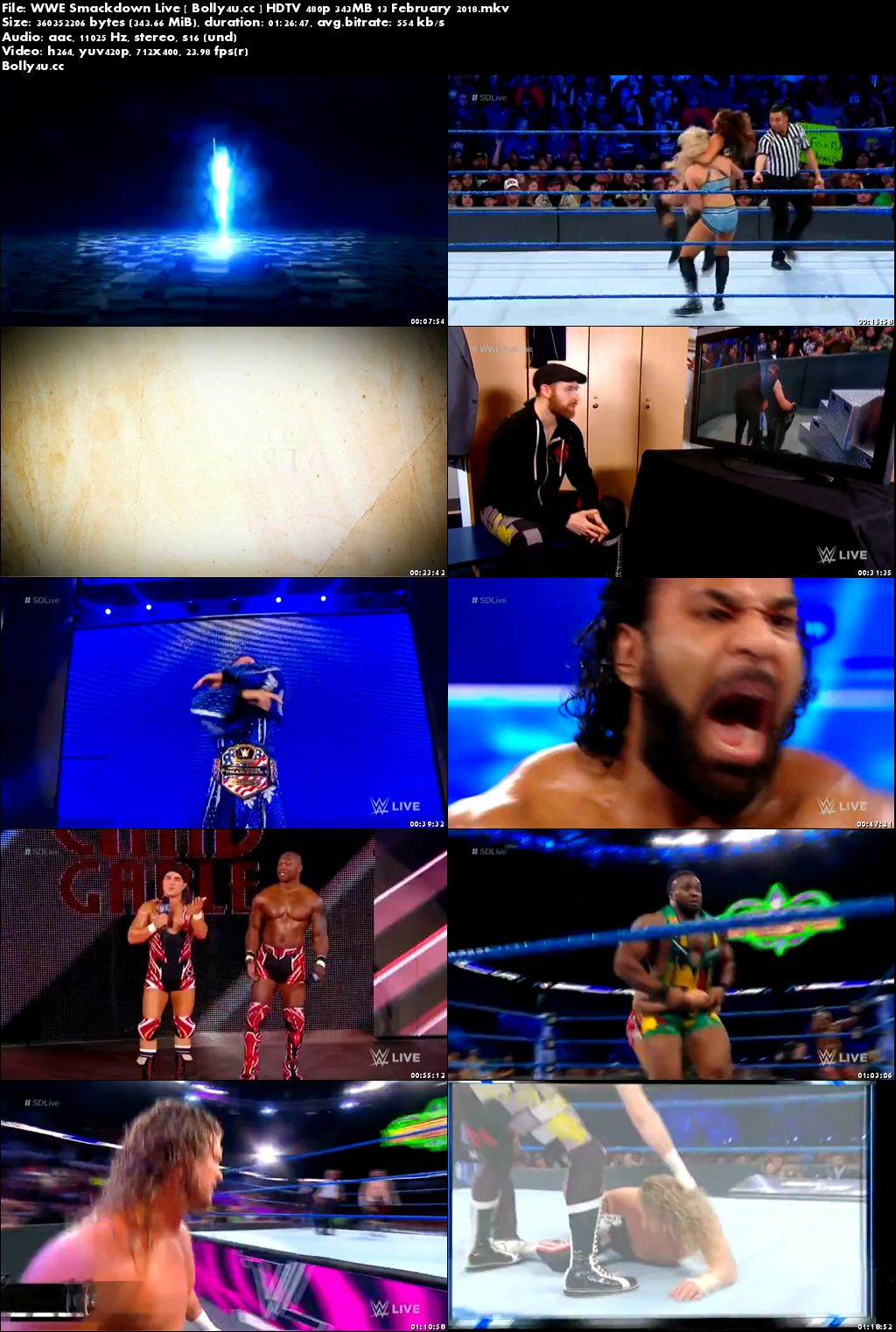 WWE Smackdown Live HDTV 480p 350MB 13 February 2018 Download