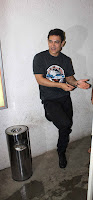 Aamir Khan snapped while dubbing for his film