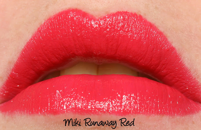 Miki Runaway Red lipstick swatch