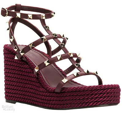 ♦Valentino Garavani Rockstud Torchon purple wedge sandals #pantone #shoes #brilliantluxury