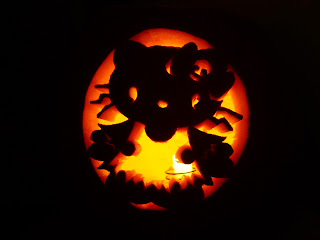 Hello Kitty zombie carved jack o'lantern pumpkin
