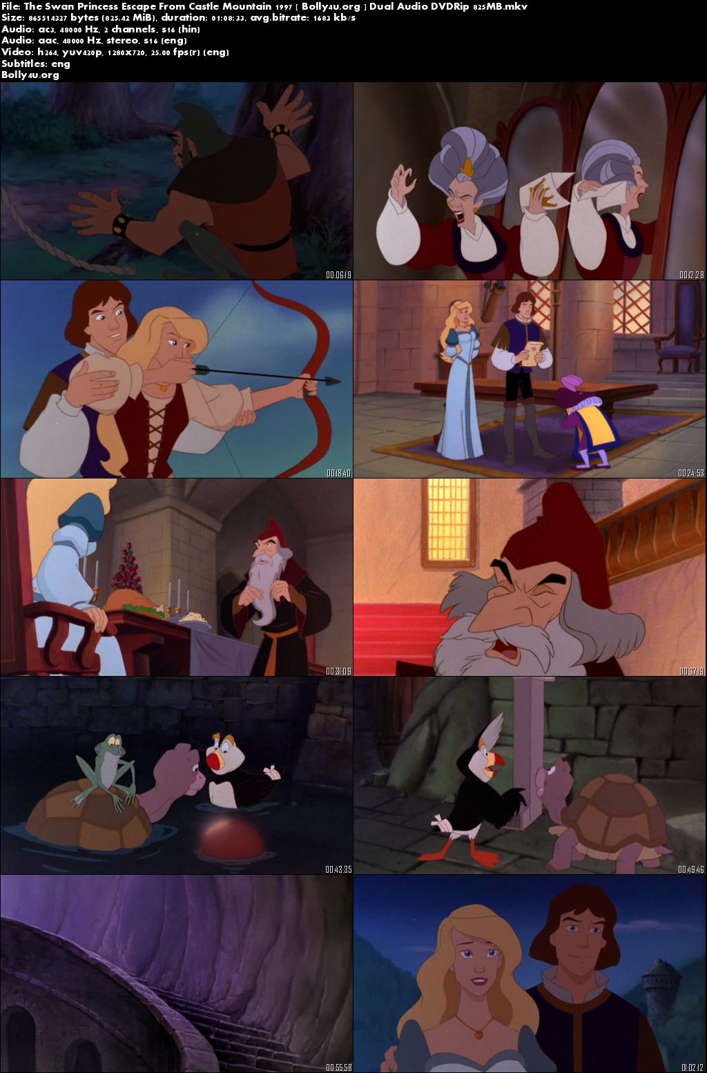 The Swan Princess Escape From Castle Mountain 1997 DVDRip 200MB Dual Audio Download