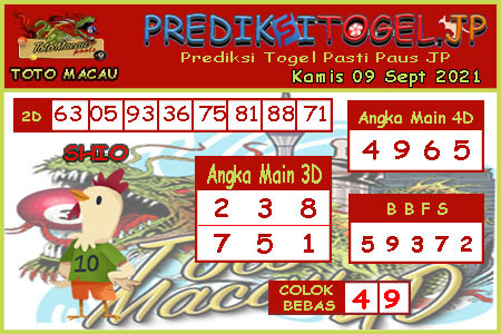 Prediksi Togel Toto Macau JP Kamis 09 September 2021