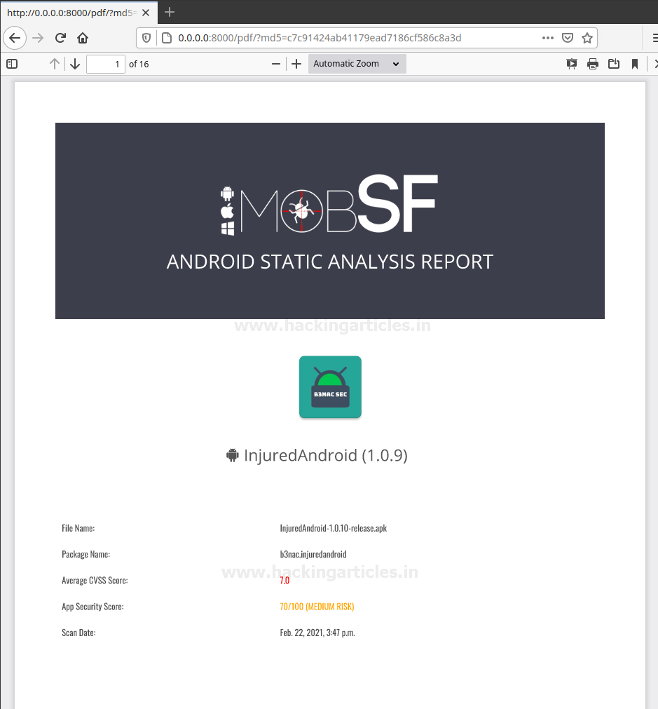 Mobile Security Framework (MobSF)