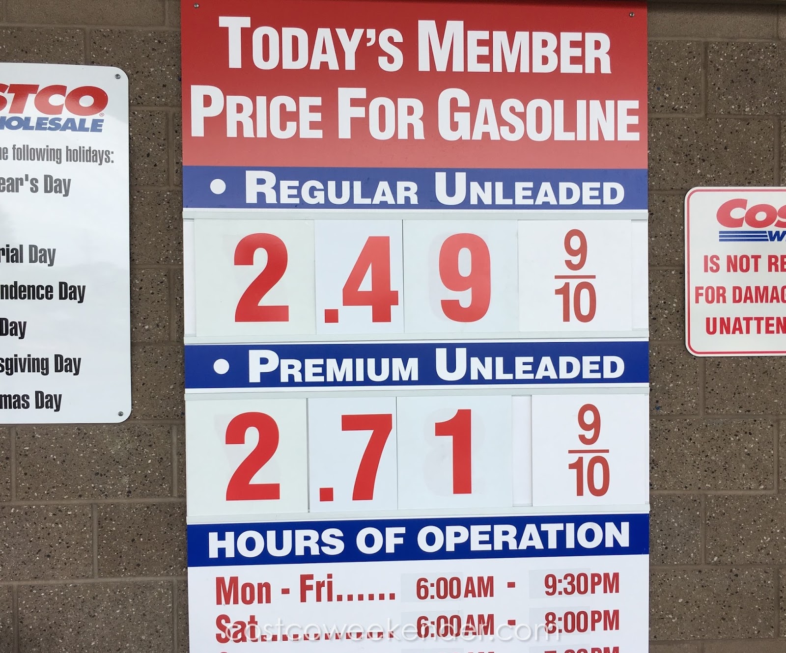 Current Costco Gas Prices (May 3, 2016 Redwood City, CA) Costco