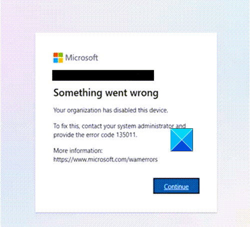 Microsoft 팀 오류 코드 135011