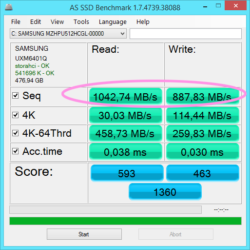 AS SSD Benchmark - Samsung SSD XP941 512GB