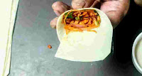 Fillings inside a cone for onion samosa