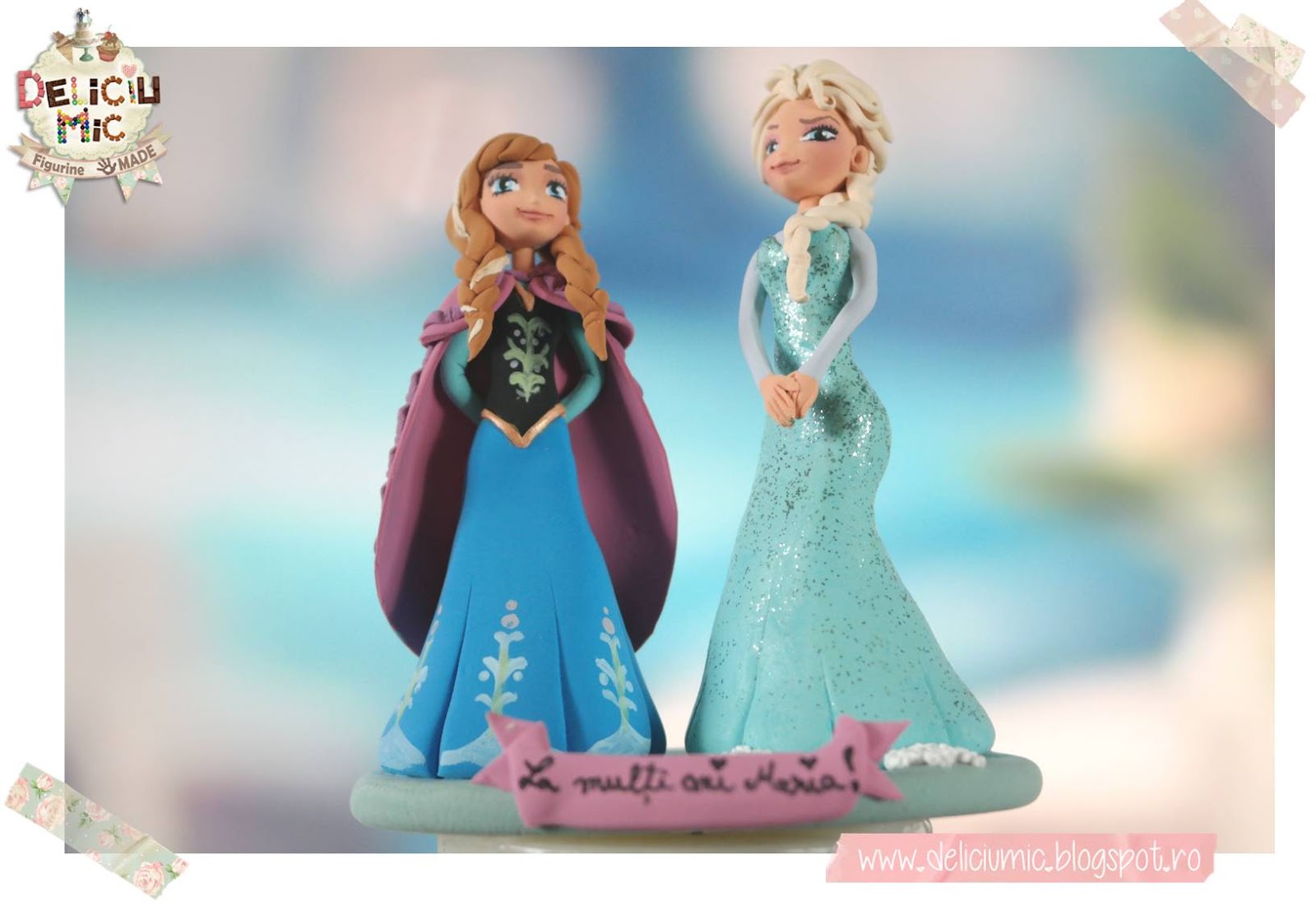 Figurine de tort Frozen: Anna si Elsa 