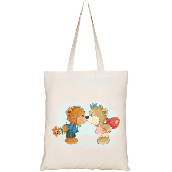TÚI VẢI TOTE CANVAS IN HÌNH ENAMORED TEDDY BEARS HT198 – HTFASHION