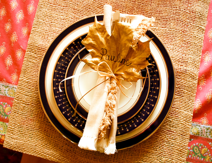 easy diy gold leaf place cards