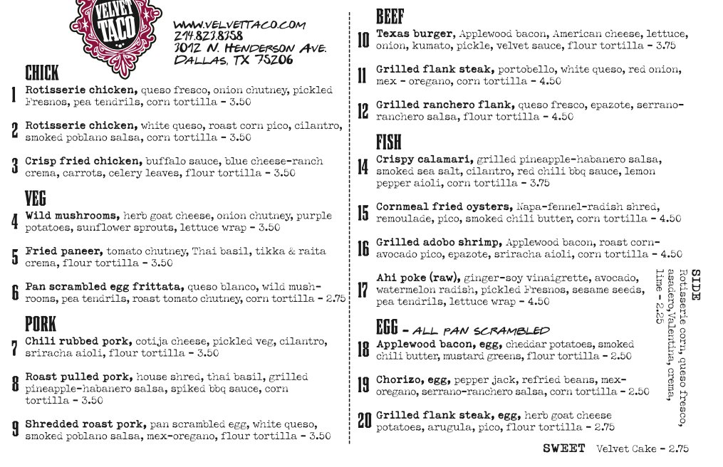 Food Jams the velvet taco on henderson