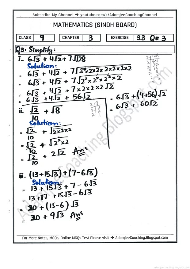 assignment on algebraic expressions for class 8