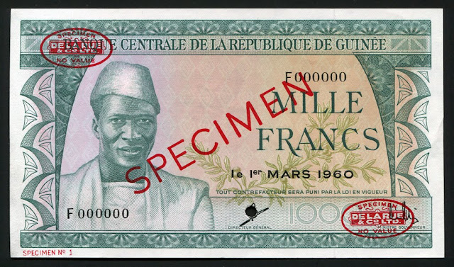 Guinea banknotes 1000 Francs bank note, President Ahmed Sékou Touré.