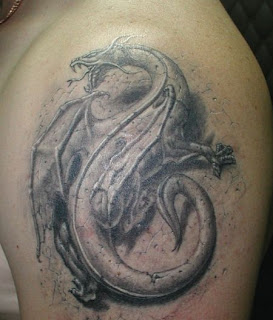 Black and Gray ink 3D style Dragon Tattoo