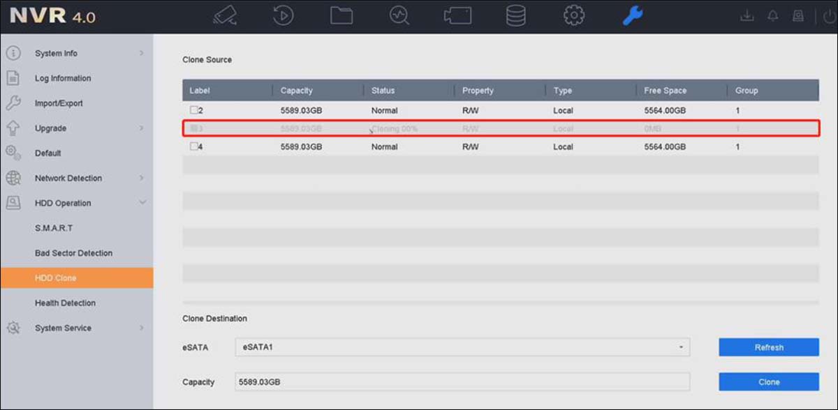 Hikvision HDD clone function