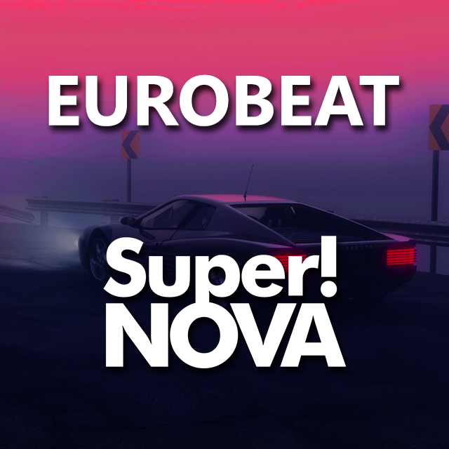 Super!NOVA - Eurobeat Imagen con el logotipo de DJ Super!NOVA y las letras Eurobeat en blanco