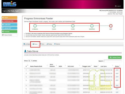 Hapus Siswa di Feeder Emis