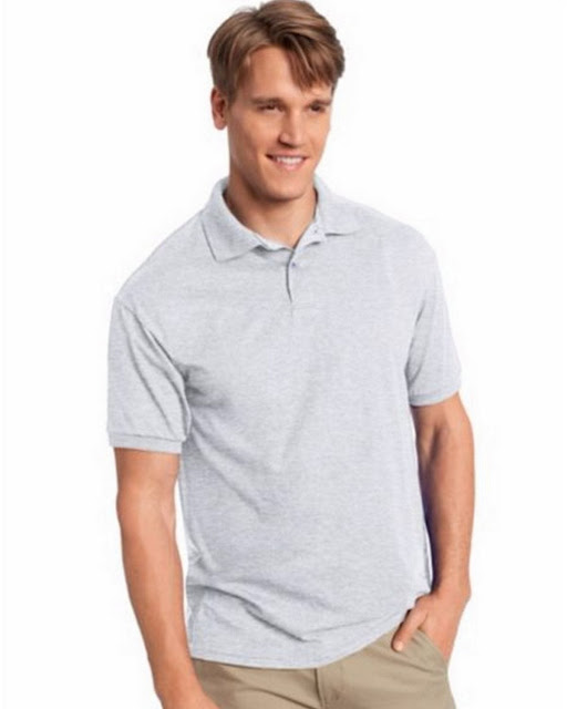 Hanes 054X Mens Comfortblend Jersey Polo - Ash– L