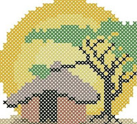 Sunset in Africa. Free cross-stitch pattern preview