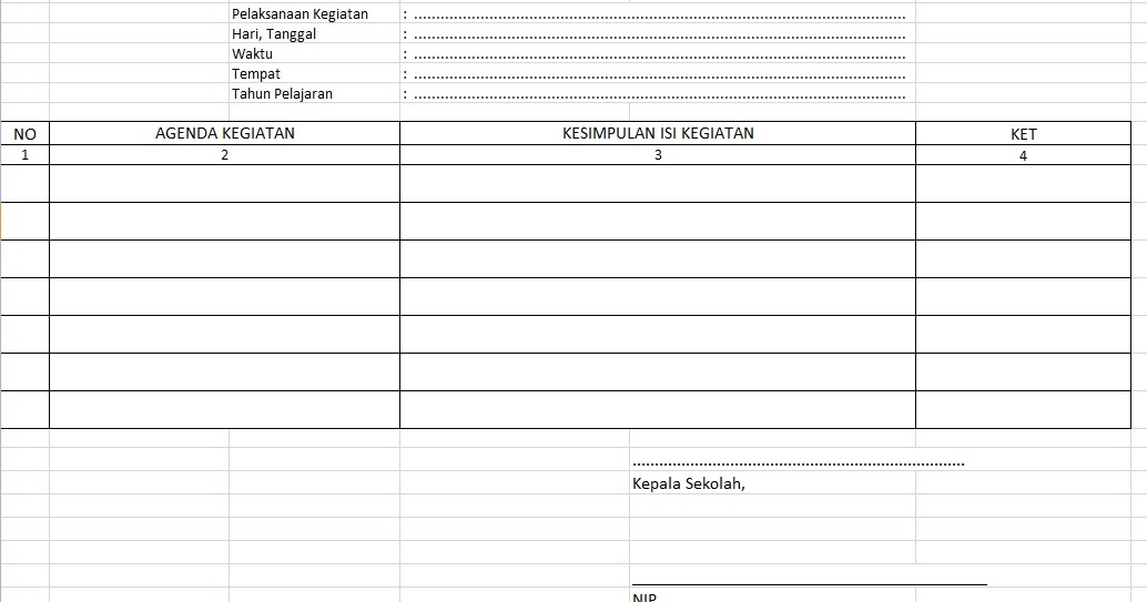 Contoh Buku Agenda Kegiatan Kepala Sekolah SD, SMP, SMA