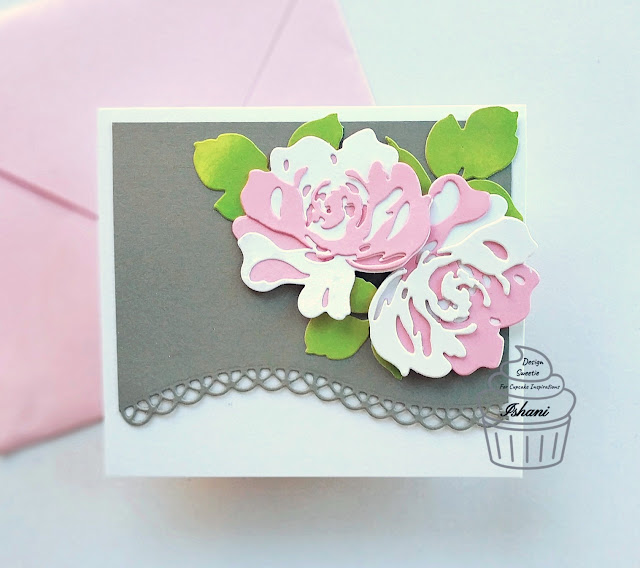 Rose dies card, Altenew  Fantasy Floral 3 D die card, Floral die cut card, Altenew floral dies, Clean and simple floral card, Quillish,
