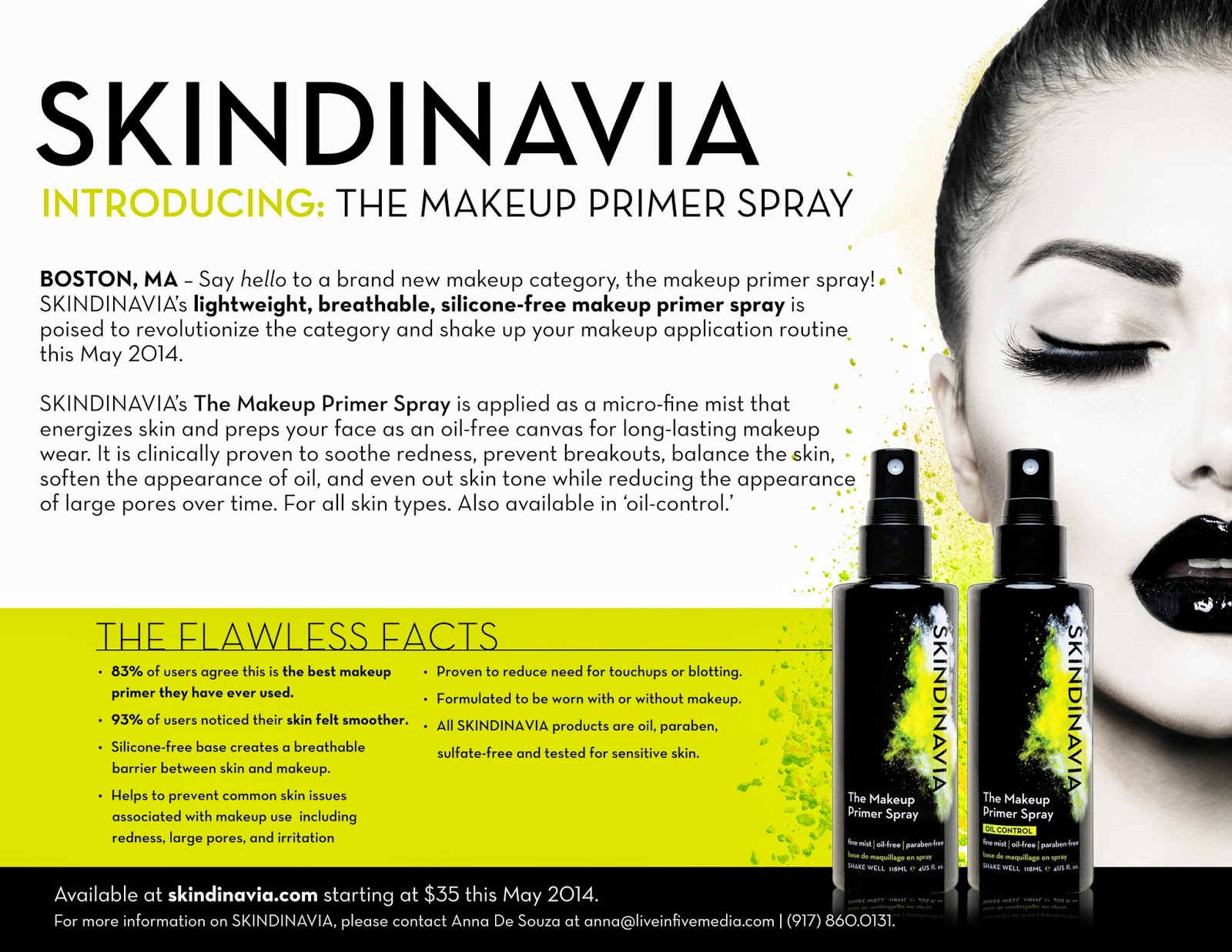 SKINDINAVIA’s The Makeup Primer Spray and The Makeup Primer Spray Oil-Control Review and Giveaway Ends May 30th via ProductReviewMom.com