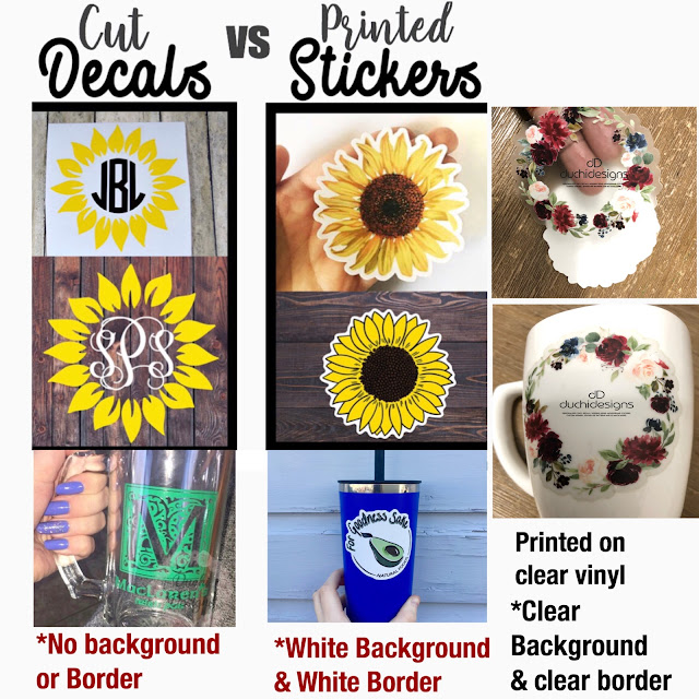 What is the difference between a cut vinyl decal and a printed vinyl s