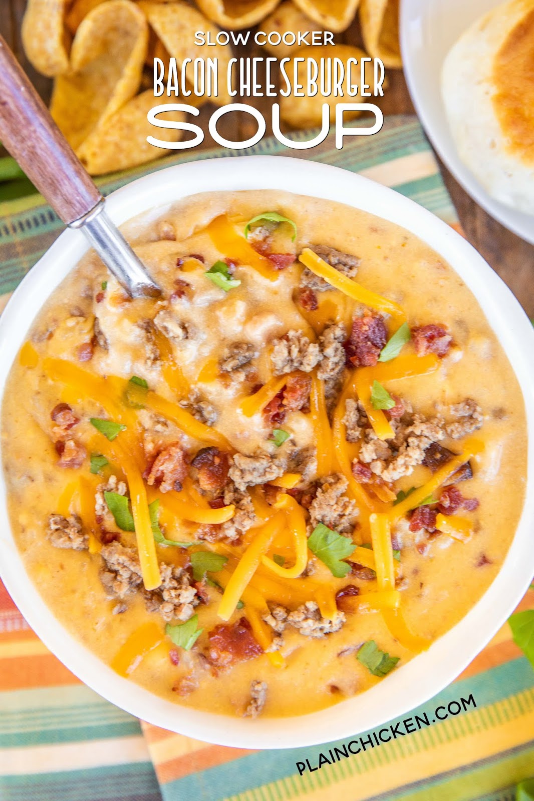 {Slow Cooker} Bacon Cheeseburger Soup Plain Chicken®