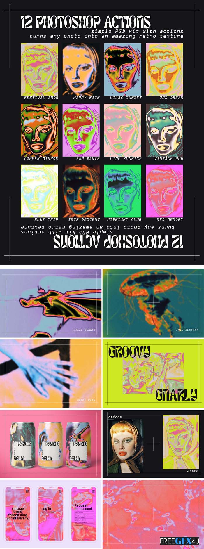 Psychedelic Texture Kit Photoshop PSD Action