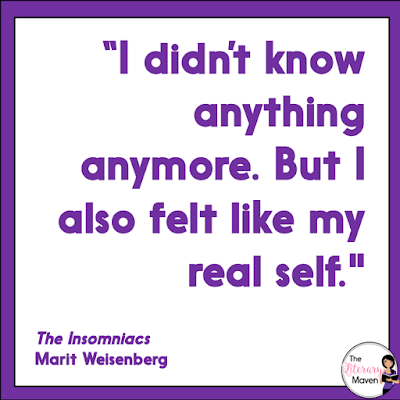 The Insomniacs by Marit Weisenberg has a wide appeal with its diverse characters and building suspense. Students who enjoy realistic fiction or mystery/thrillers will be engrossed in this book. Sports fans and student athletes will relate, especially those who have ever suffered a sports related injury. Read on for more of my review and ideas for classroom application.