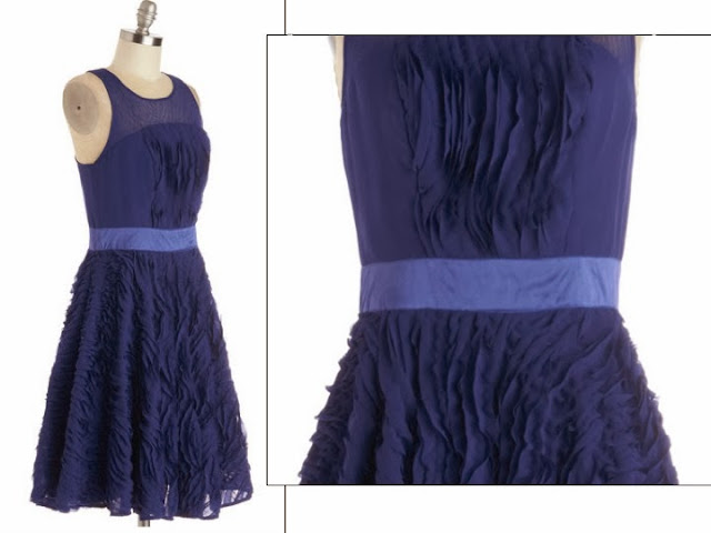 Royal blue ruffles dress, Modcloth