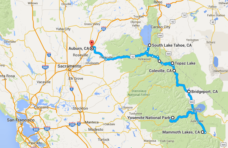 Mammoth Lakes to Yosemite to Lake Tahoe to Auburn