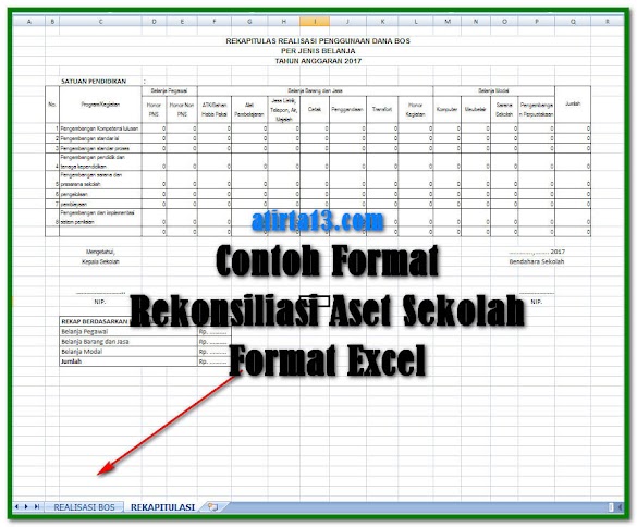 Contoh Format Rekonsiliasi Aset Sekolah Format Excel