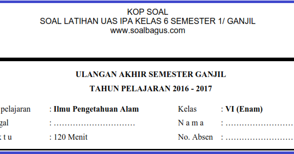 Latihan Soal Ipa Kelas 6