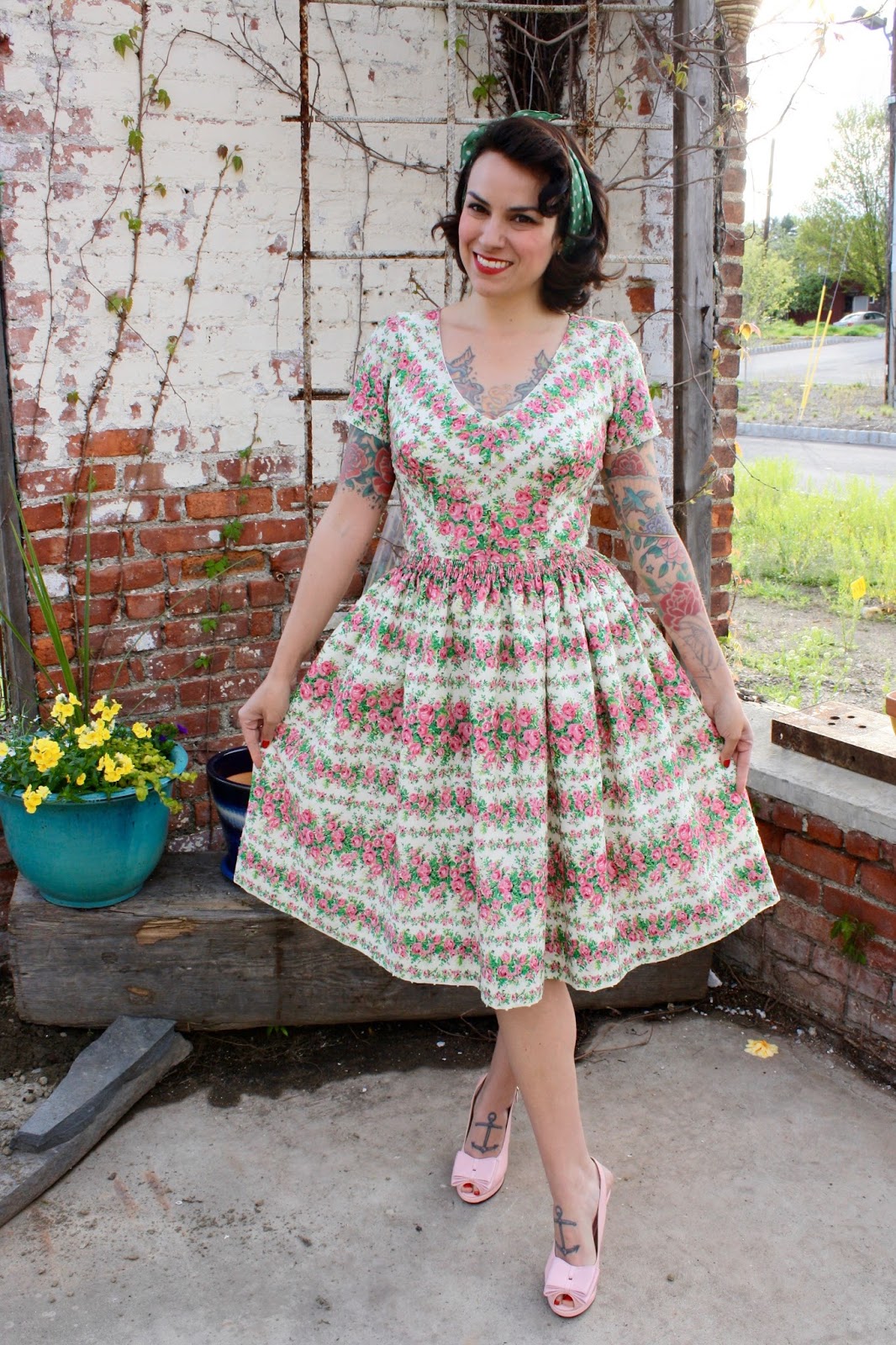 Orange Rose Print Dress by Horrockses Fashions 1950s Horrockses Dress Vintage Dress