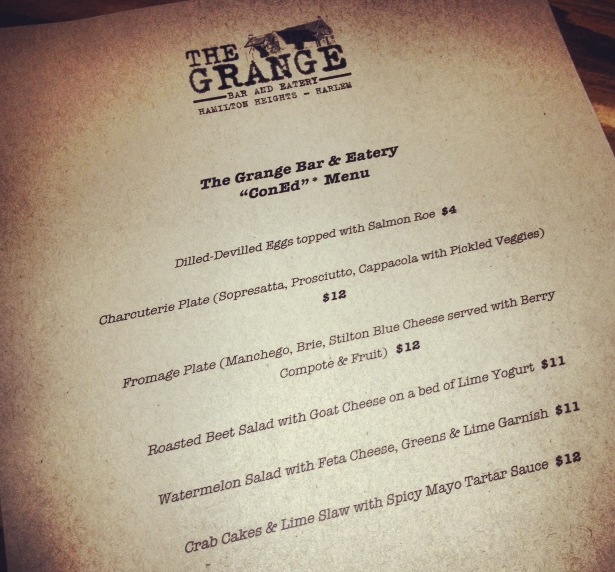 H A R L E M + B E S P O K E: ☞ INTRODUCING: ConEd Menu at The Grange