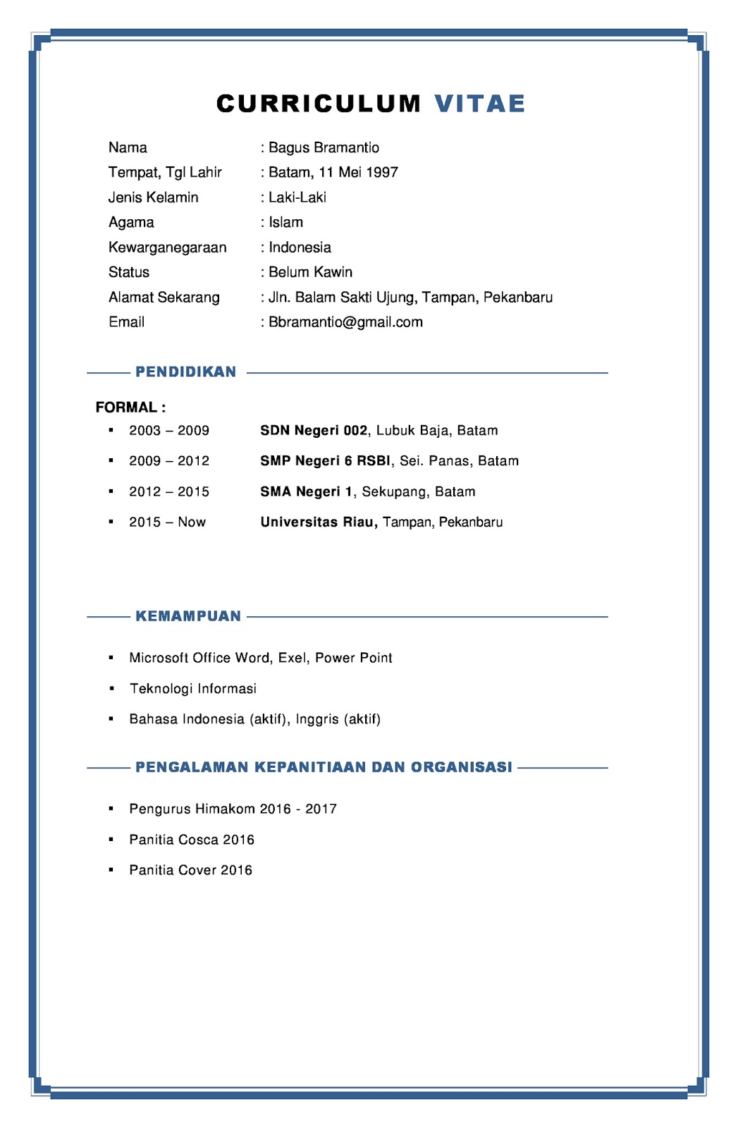 to Good Indonesian Curriculum Vitae