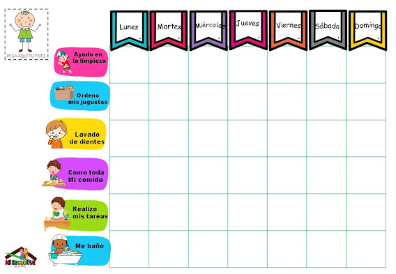 Calendario de recompensas imprimible para niños