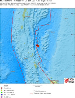 Cutremur puternic cu magnitudinea de 6,1 grade in Nord-Estul Oceanului Indian, regiunea Insulelor Nicobar