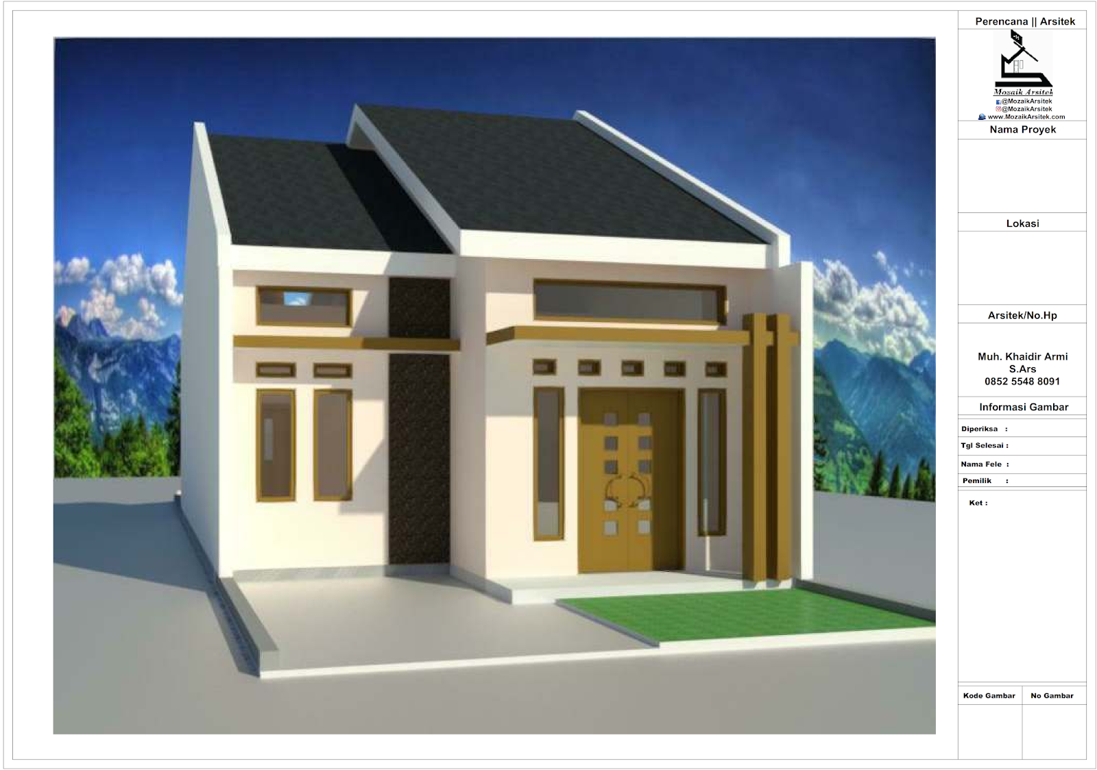 Mozaik Arsitek Dasain Rumah Type 70 Di Luas Tanah 130m 6 5x20