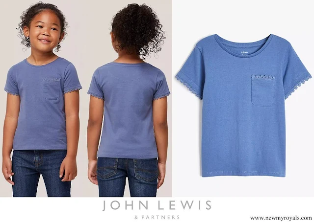 Princess Charlotte wore John Lewis & Partners Kids Lace Trim Short Sleeve T-Shirt