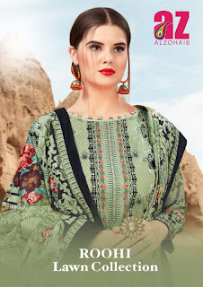 AlZohaid Roohi Lawn Pakistani Dress Material