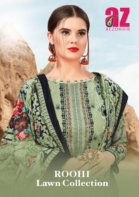 AlZohaid Roohi Lawn Pakistani Dress Material 