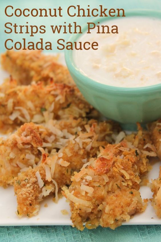 COCONUT CHICKEN STRIPS WITH PINA COLADA SAUCE