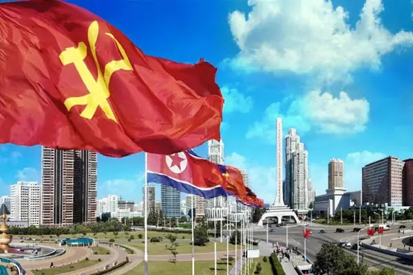 Street Flags of WPK and DPRK