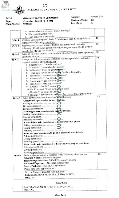 aiou-acconting-and-finance-code-5404-compulsory-english-1-past-papers