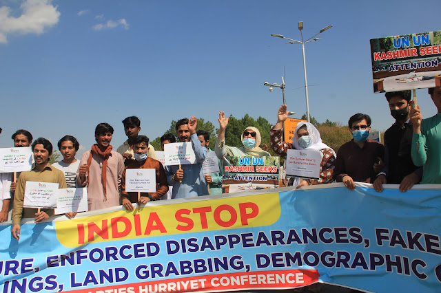 APHC protest in front of Faisal Mosque Islamabad: Pictures